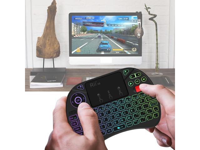 Rii X8 Mini Keyboard,2.4GHz Portable Wireless Keyboard with Touchpad Mouse,RGB Backlit,Rechargeable Battery for Android TV Box/Mac/PC/Nvidia Shield