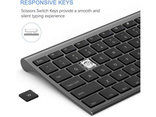 Wireless Keyboard and Mouse, Vssoplor Rechargeable Quiet Full-Size Keyboard and Mouse Combo Set Ultra Slim Design for Laptop, PC, Notebook,...