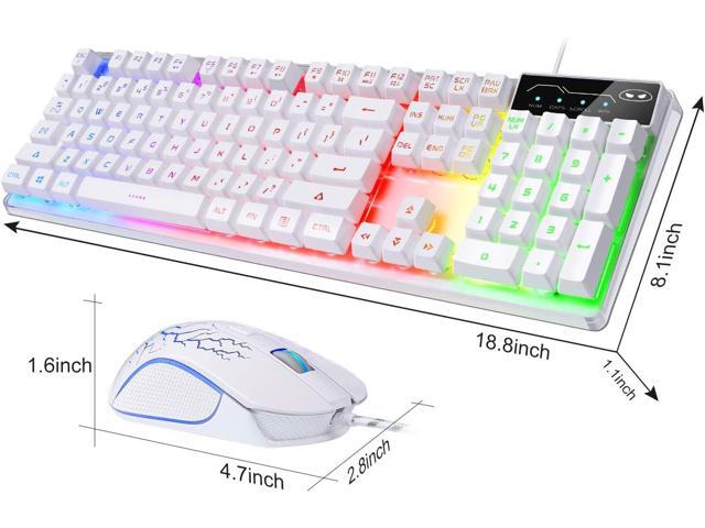 Gaming Keyboard and Mouse Combo, K1 RGB LED Backlit Keyboard with 104 Key for PC/Laptop(White)