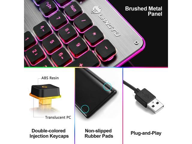 LANGTU Membrane Gaming Keyboard, Colorful LED Backlit Quiet Keyboard for Study, All-Metal Panel USB Wired 25 Keys Anti-ghosting Computer Keyboard...