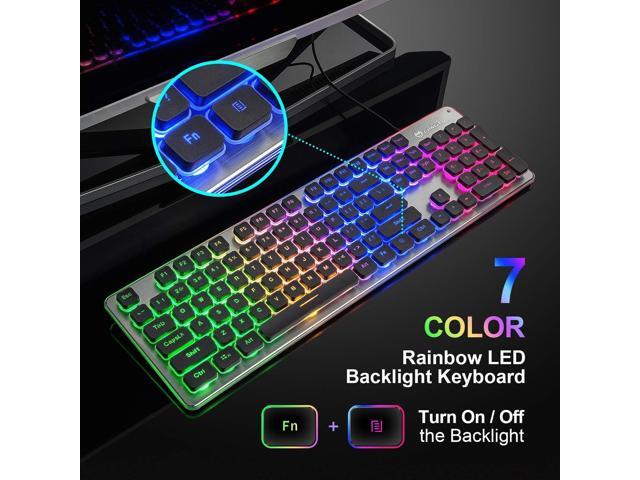 LANGTU Membrane Gaming Keyboard, Colorful LED Backlit Quiet Keyboard for Study, All-Metal Panel USB Wired 25 Keys Anti-ghosting Computer Keyboard...