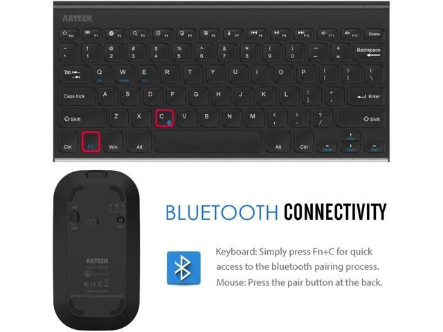 Arteck Bluetooth Keyboard and Mouse Combo Ultra Compact Slim Stainless Full Size Keyboard and Ergonomic Mice for Computer/Desktop/PC/Laptop/Surface...