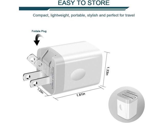 3Pack Fast Charging Cubes, Foldable Dual Port Charger Block, AILKIN Fast USB Plug Power Adapter Fold up Box Base Brick for iPhone 16/16 Pro/16...
