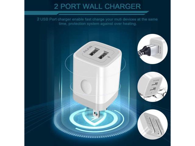 3Pack Fast Charging Cubes, Foldable Dual Port Charger Block, AILKIN Fast USB Plug Power Adapter Fold up Box Base Brick for iPhone 16/16 Pro/16...