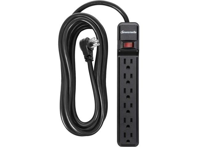 DEWENWILS 25FT Power Strip Surge Protector, 6-Outlet Strips with Low Profile Flat Plug, 15 Amp Circuit Breaker, 500 Joules, Wall Mount, UL Listed