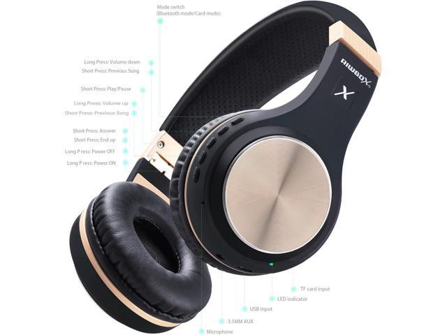 Riwbox Bluetooth Headphones, XBT-80 Folding Stereo Wireless Bluetooth Headphones Over Ear with Microphone and Volume Control, Wireless and Wired...