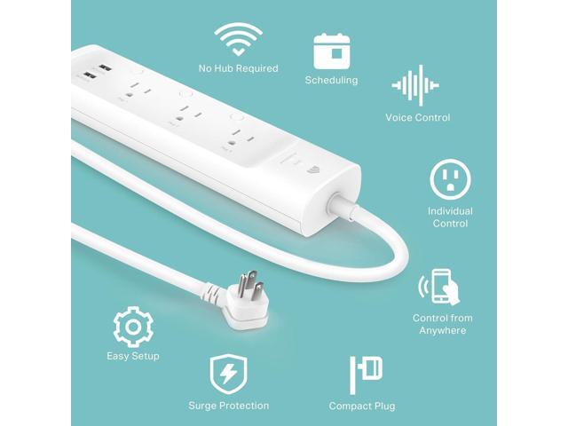 Kasa Smart Plug Power Strip KP303, Surge Protector with 3 Individually Controlled Smart Outlets and 2 USB Ports, Works with Alexa & Google Home, No...