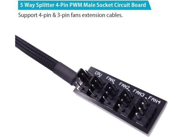 Fan Hub Splitter Extension Cable, 1 to 5 Way Power Supply Cable PWM PC Motherboard Case Fan Power Adapter Extension Cord Hub for Desktop Computer...