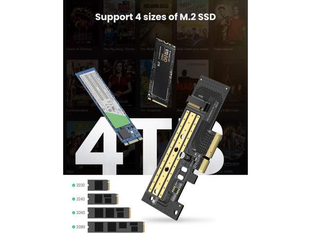 U M.2 PCIe NVME or PCIe AHCI SSD to PCIe 3.0 X4 X8 X16 Adapter Card, Support M-Key or M+B Key PCIe NVMe SSD 2280 2260 2242 2230 Size, Include...