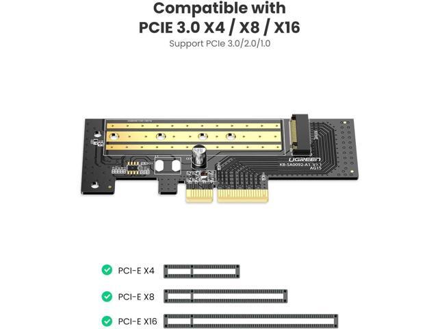 U M.2 PCIe NVME or PCIe AHCI SSD to PCIe 3.0 X4 X8 X16 Adapter Card, Support M-Key or M+B Key PCIe NVMe SSD 2280 2260 2242 2230 Size, Include...