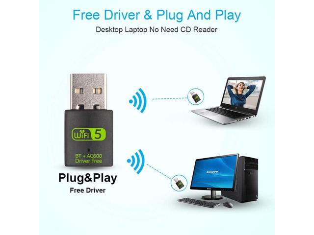 USB WiFi Bluetooth Adapter, 600Mbps Dual Band 2.4/5Ghz Wireless Network External Receiver, Mini WiFi Dongle for PC/Laptop/Desktop