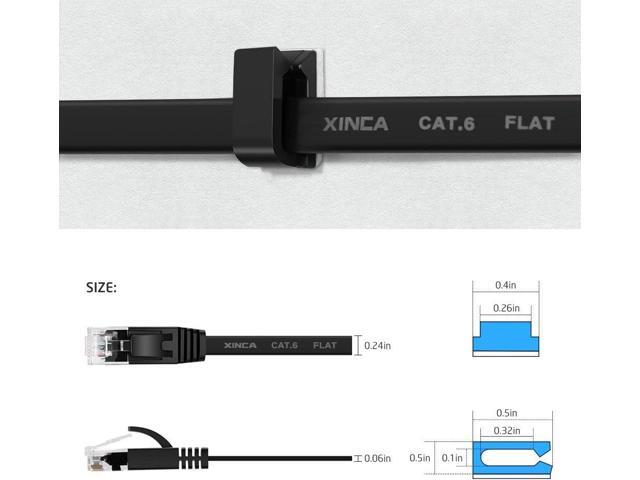 Cat6 Ethernet Cable 25 ft Black Gigabit Flat Network LAN Cable with 10 pcs Cable Clips Snagless Rj45 Connectors for Computer/Modem/Router/X-Box...
