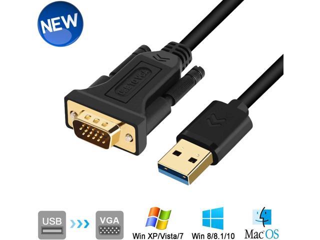 USB to VGA Adapter Cable 2M/6.5FT Compatible with Mac OS Windows 10/8/7, USB 3.0 to VGA Male 1080P Monitor Display Video Adapter/Converter Cord. (2M)