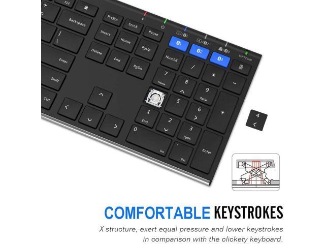 Arteck HB192 Universal Bluetooth Keyboard Multi-Device Stainless Steel Full Size Wireless Keyboard for Windows iOS Android Computer Desktop Laptop...