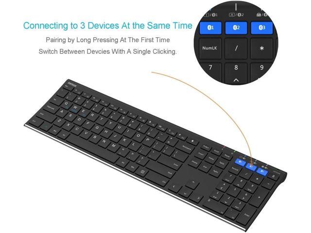 Arteck HB192 Universal Bluetooth Keyboard Multi-Device Stainless Steel Full Size Wireless Keyboard for Windows iOS Android Computer Desktop Laptop...
