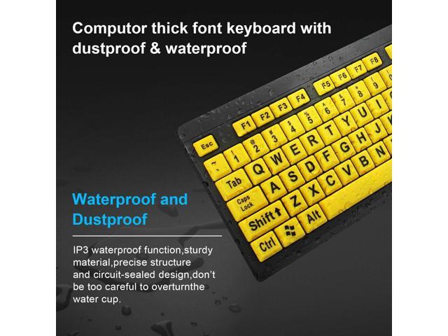 Large Print Computer Keyboard, Wired USB High Contrast Keyboard with Oversized Print Letters for Visually Impaired Low Vision Individuals...
