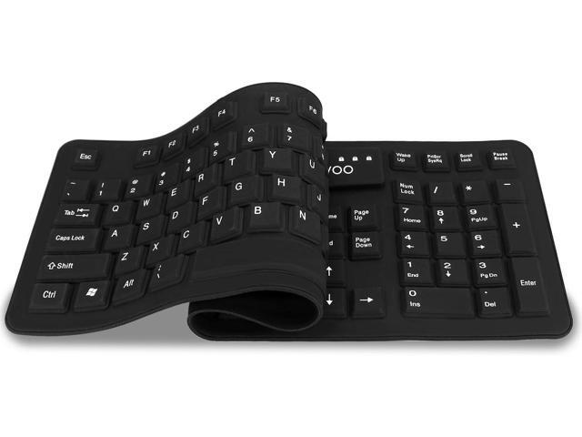 Sungwoo Foldable Silicone USB Wired Standard Waterproof Rollup Keyboard for PC Notebook Laptop, Full Size (Black)