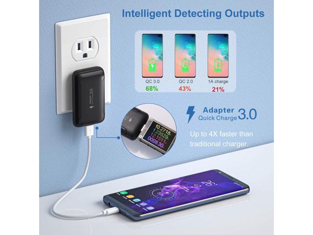 Eversame Ultra Slim Flat Portable USB Wall Charger Plug, 2 Pack Black