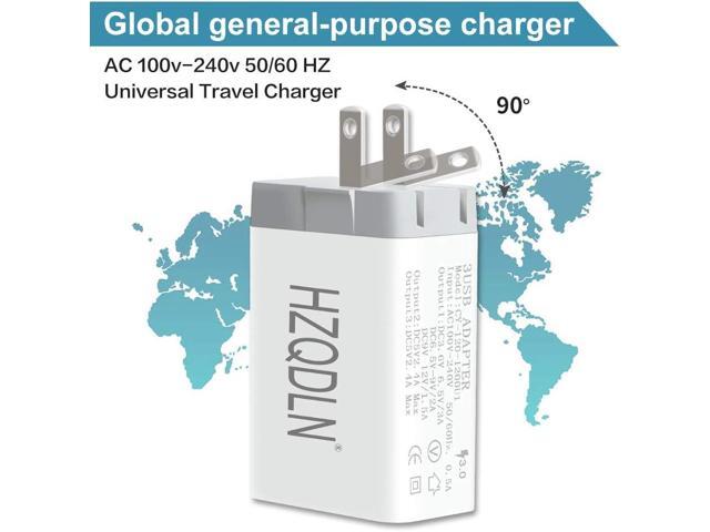 Fast Wall Charger QC 3.0 USB Quick Charge 3 Ports Tablet iPad Phone Charger Adapter Travel Plug Compatible iPhone X/Xs/XS Max/XR/8/8+/7P/7/6/5...