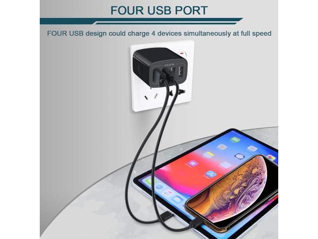 USB Wall Charger, 2-Pack AILKIN 4.8A 4-Port USB Plug Cube Brick Charging Box Wall Charger Plug, USB Charging Block for iPhone 14 13 Pro Max 12...