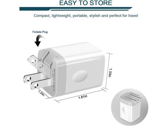 USB Wall Charger, Foldable Charger Adapter, AILKIN 2Pack 2.4Amp Dual Port Quick Charger Plug Cube AC Travel Box for iPhone 15 14 Pro Max 13 12...