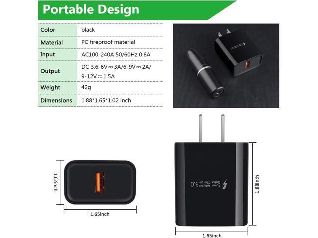 Quick Charge 3.0 Fast Charging Block Wall Charger with 3ft Micro USB Cable Android Fast Charger for Samsung Galaxy S7 S6 Edge A10 A9 A6 J7 J3,LG...