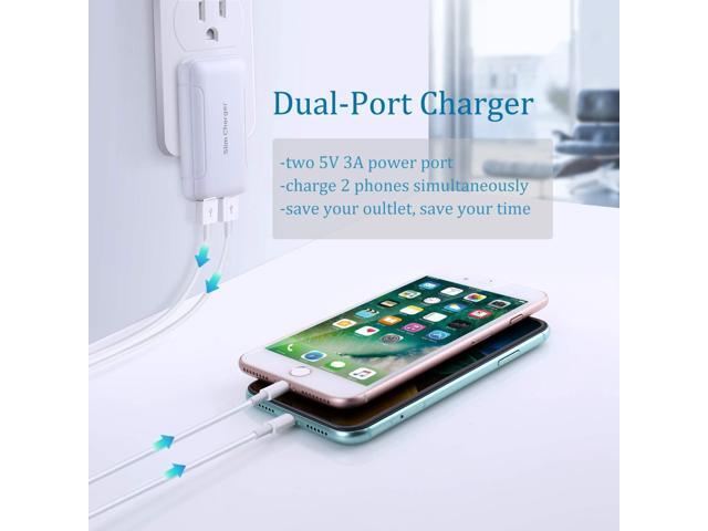 Excgood Flat USB Wall Charger - Slim USB Plug for Wall Outlet, Compatible with iPhone 16 15 14 Pro Max/13/12/11/Xr/Xs/X, Galaxy...