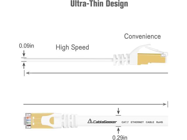 Cat 7 Shielded Ethernet Patch Cable 50 ft White (Highest Speed Cable) Cat7 Flat Internet Network Cable with Snagless RJ45 Connector for Modem,...