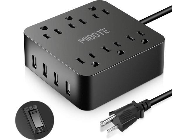 Power Strip with USB, MIBOTE 6 AC Outlet with 4 Port USB Surge Protector Power Strip Charger 5ft Power Cord 1875W 100-240V for Travel, TV,...