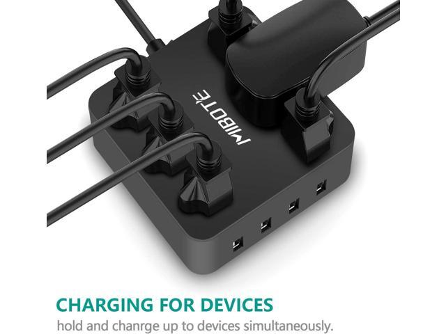Power Strip with USB, MIBOTE 6 AC Outlet with 4 Port USB Surge Protector Power Strip Charger 5ft Power Cord 1875W 100-240V for Travel, TV,...