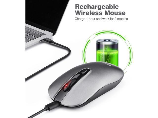 LeadsaiL Rechargeable Wireless Computer Mouse, 2.4G Portable Slim Cordless Mouse Less Noise for Laptop Optical Mouse with 5 Adjustable DPI Levels...