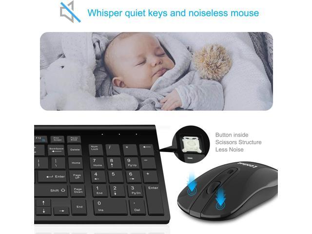 Wireless Keyboard and Mouse Combo Wireless Mouse and Keyboards Cordless USB Computer Keyboard and Mouse Set, Ergonomic, Silent, Compact Slim for...