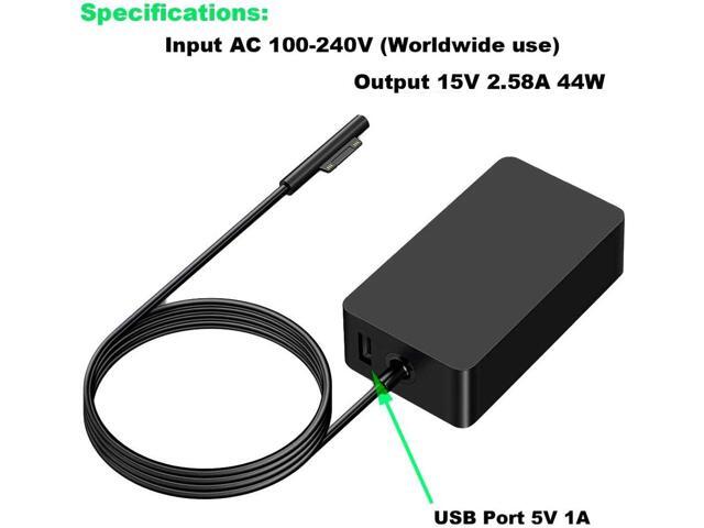 Surface Charger, 44W 15V 2.58A Power Supply AC Adapter Charger for Microsoft Surface Pro 3/4/5/6/7, Surface Laptop 3/2/1, Surface Go/Book, with 6ft...