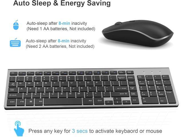 JOYACCESS Wireless Keyboard Mouse Combo, 2.4G Compact and Ultra Slim Wireless Keyboard and Mouse for Windows, Computer, Desktop, PC, Laptop (Grey)