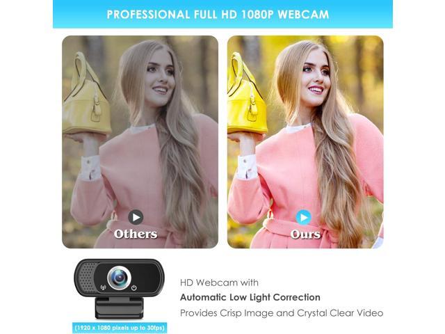 Webcam, HD Webcam 1080P with Privacy Shutter and Tripod Stand, Pro Streaming Web Camera with Microphone, Widescreen USB Computer Camera for PC Mac...