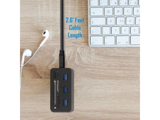 Kingwin USB HUB Adapter w/ Memory Card Reader Writer & USB 3.0 HUB Combo - Supports High Speed SD MS Micro M2 CF Card Reader For Macbook, Laptop,...