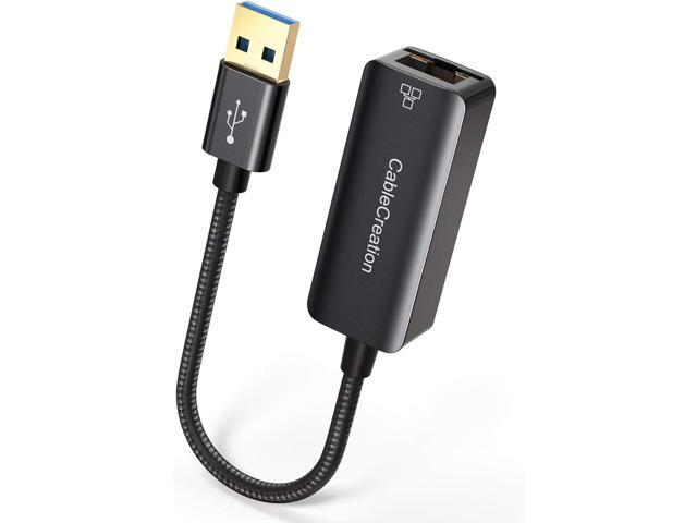 USB to Ethernet Adapter, CableCreation USB 3.0 to 10/100/1000 Mbps Aluminum RJ45 LAN Network Adapter, Compatible with MacBook, Surface Pro, Laptop,.