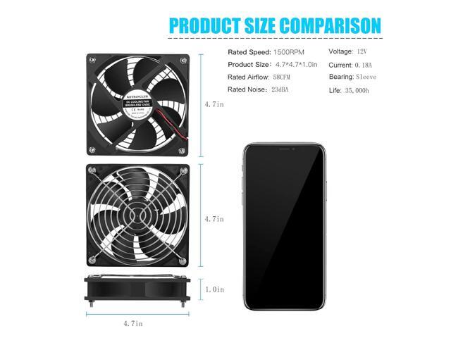 2-Pack 120mm Fan DC 12V Computer Fan 120mm x120mm x 25mm 2-Pin High Performance Cooling Fan