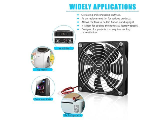 2-Pack 120mm Fan DC 12V Computer Fan 120mm x120mm x 25mm 2-Pin High Performance Cooling Fan