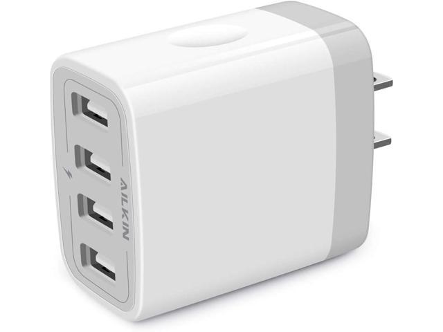 USB Charger Adapter, 2-Pack AILKIN 4.8A 4-Muti Port Phone Wall Plug Fast Charging Block Box for iPhone 15 14 13 12 Pro Max 11 SE 10 XR XS X 8 7,...