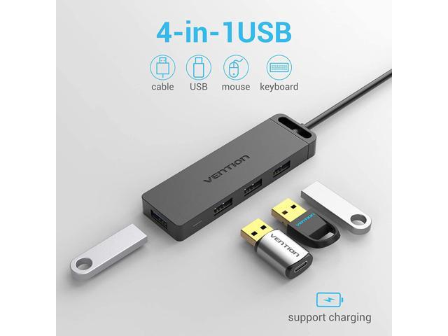 USB Hub, 4-Port USB 3.0 Hub 3FT Ultra-Slim Data USB Splitter Charging Supported Compatible for MacBook, Laptop, Surface Pro, PS4, PC, Flash Drive,...