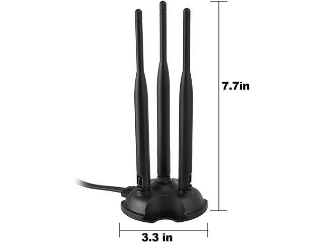Eightwood 2.4GHz 5GHz Dual Band WiFi Antenna, Triple RP-SMA Antenna Magnetic Base for PC Desktop Computer, PCIe WiFi Card, WiFi Wireless Router,...