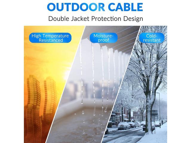 Cat5e Outdoor Ethernet Cable 250 Feet, Cat 5e Heavy Duty Internet Network LAN Cable, More Flexible Than Cat 6, Waterproof, PVC & LLDPE UV Double...
