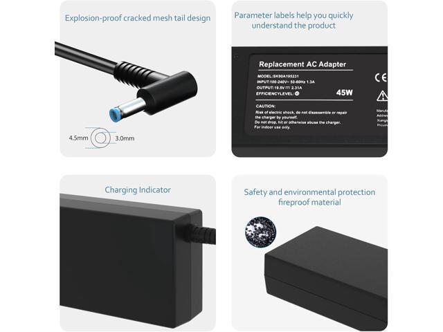 45W 19.5V 2.31A Charger for HP Model 15 - Fit for HP 15 15-bs 15-af 15-au 15-dx 15-da 15-ay 15-ba 15-bw 15-f 15-dw 15-db 15-ef 15-dy 15-u 15-eh...