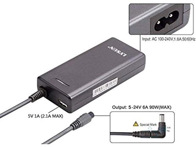 Universal Laptop Charger 90W, Slim AC Adapter Power Supply Cord with USB Port for Mobile Phones Tablet Compatible with Dell Lenovo Toshiba Acer...