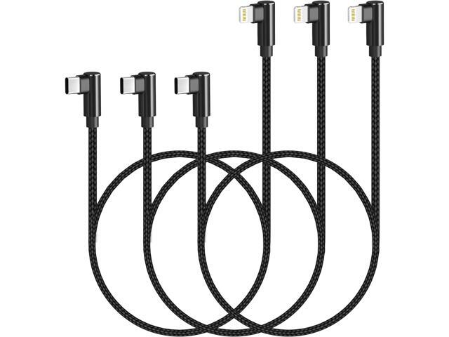 USB C to Lightning Cable 3ft MFi Certified 3 Pack 90 Degree iPhone Charger Nylon Braided Right Angle Lightning to USB C PD Fast Charging Cable for...