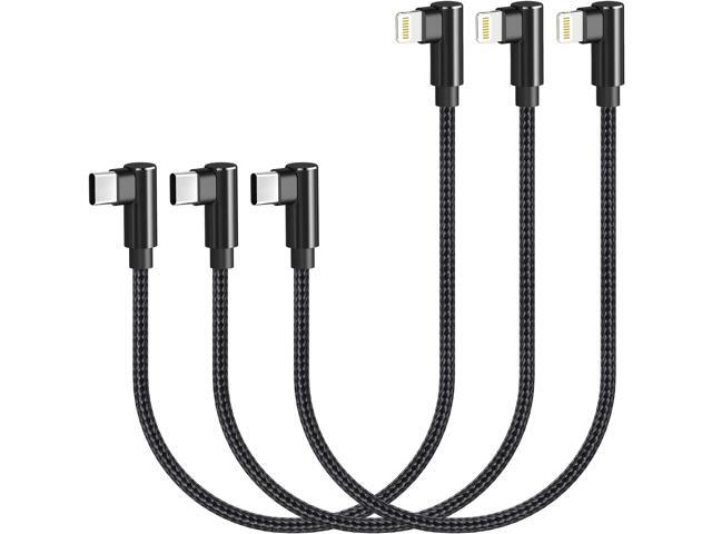 USB C to Lightning Cable 1ft 3 Pack MFi Certified Right Angle iPhone Charger 90 Degree Elbow Braided Lightning to USB C Cable for iPhone 13 12 11...