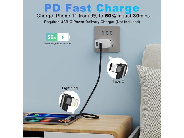 USB C to Lightning Cable 3ft MFi Certified 3 Pack 90 Degree iPhone Charger Nylon Braided Right Angle Lightning to USB C PD Fast Charging Cable for...