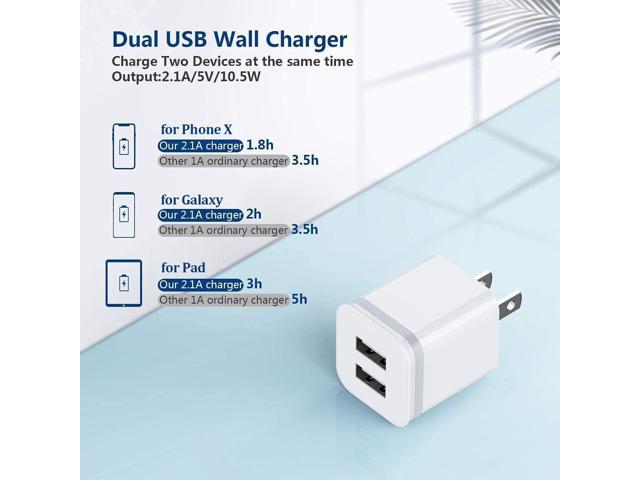USB Wall Charger, 5-Pack 2.1A/5V Dual Port USB Cube Power Adapter Charger Plug Charging Block Replacement for iPhone Xs/XR/X, 8/7/6 Plus, Samsung,...