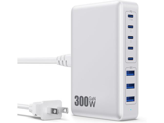 USB C Charger 300W USB C Charger Block 8-Ports GaN IV Fast Charging Station,PD 100W Laptop Charging Hub Wall Charge Adapter Compatible with...